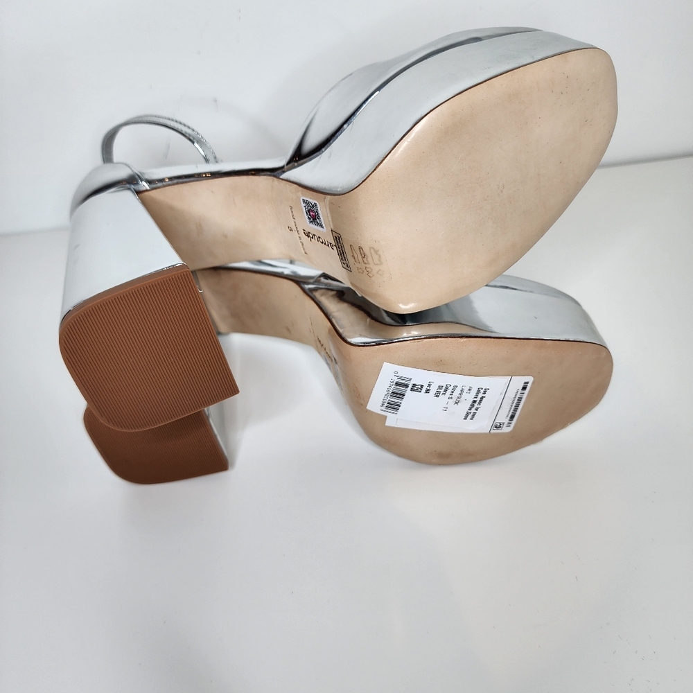 Larroude Ari Metallic Leather Ankle Strap Platform Sandals Size 8 - Picture 11 of 11